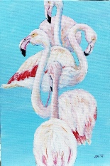 Pretty Flamingoes acrylic painting by Barbara King