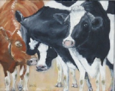 The Conversation Cows painted by Barbara King
